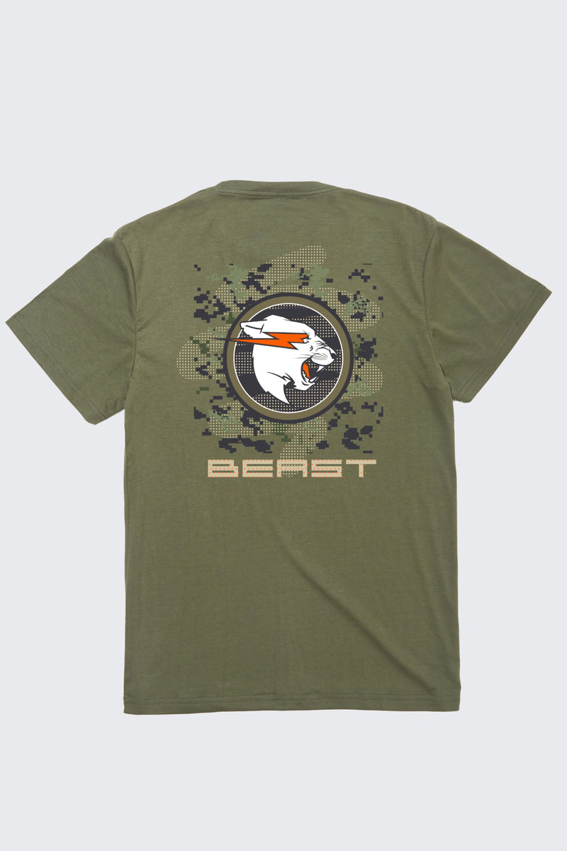 Youth 8 Bit Camo Tee - SM (6/7) / Military Green