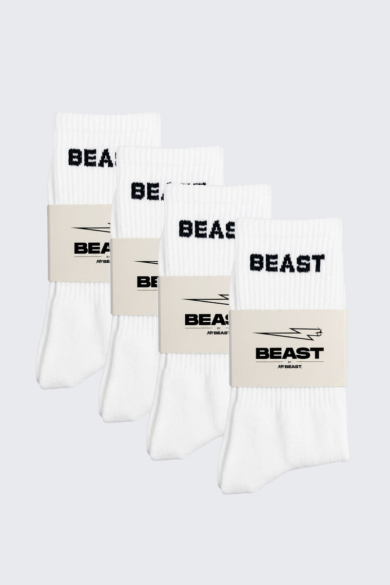 4 Pack White Beast Socks Bundle
