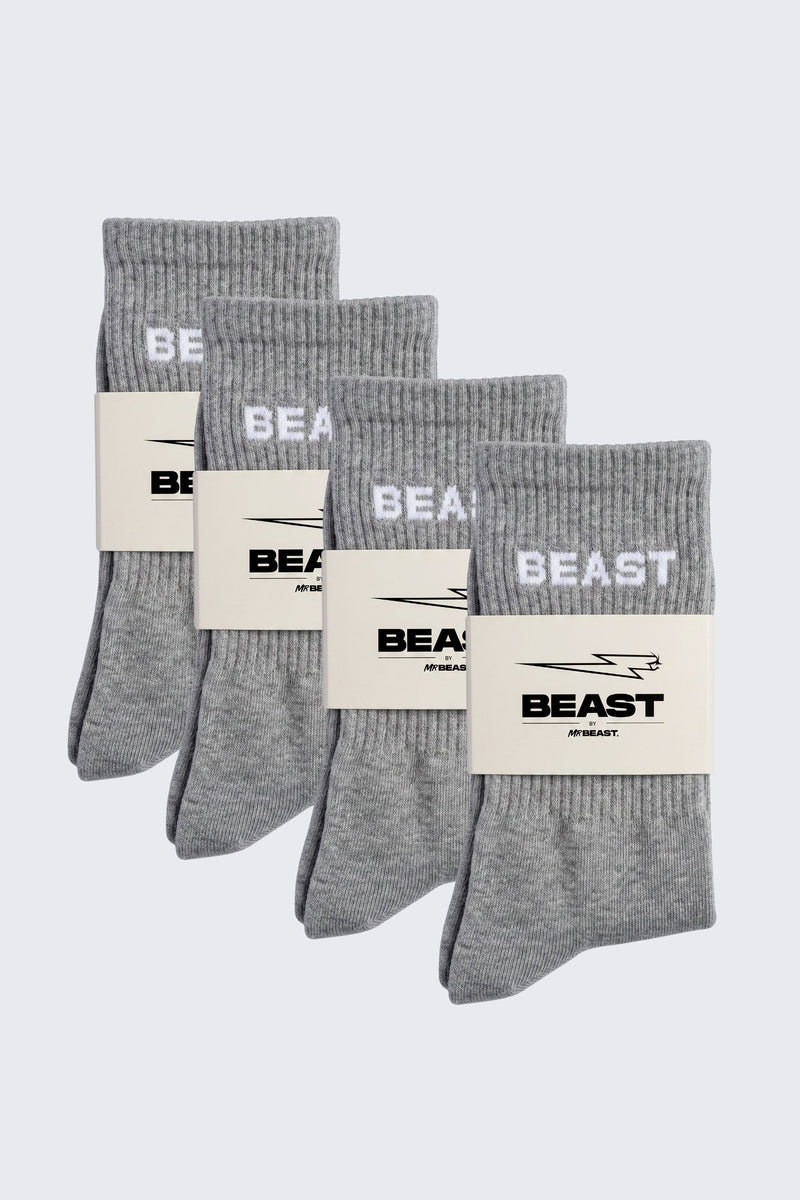 4 Pack Gray Beast Socks Bundle