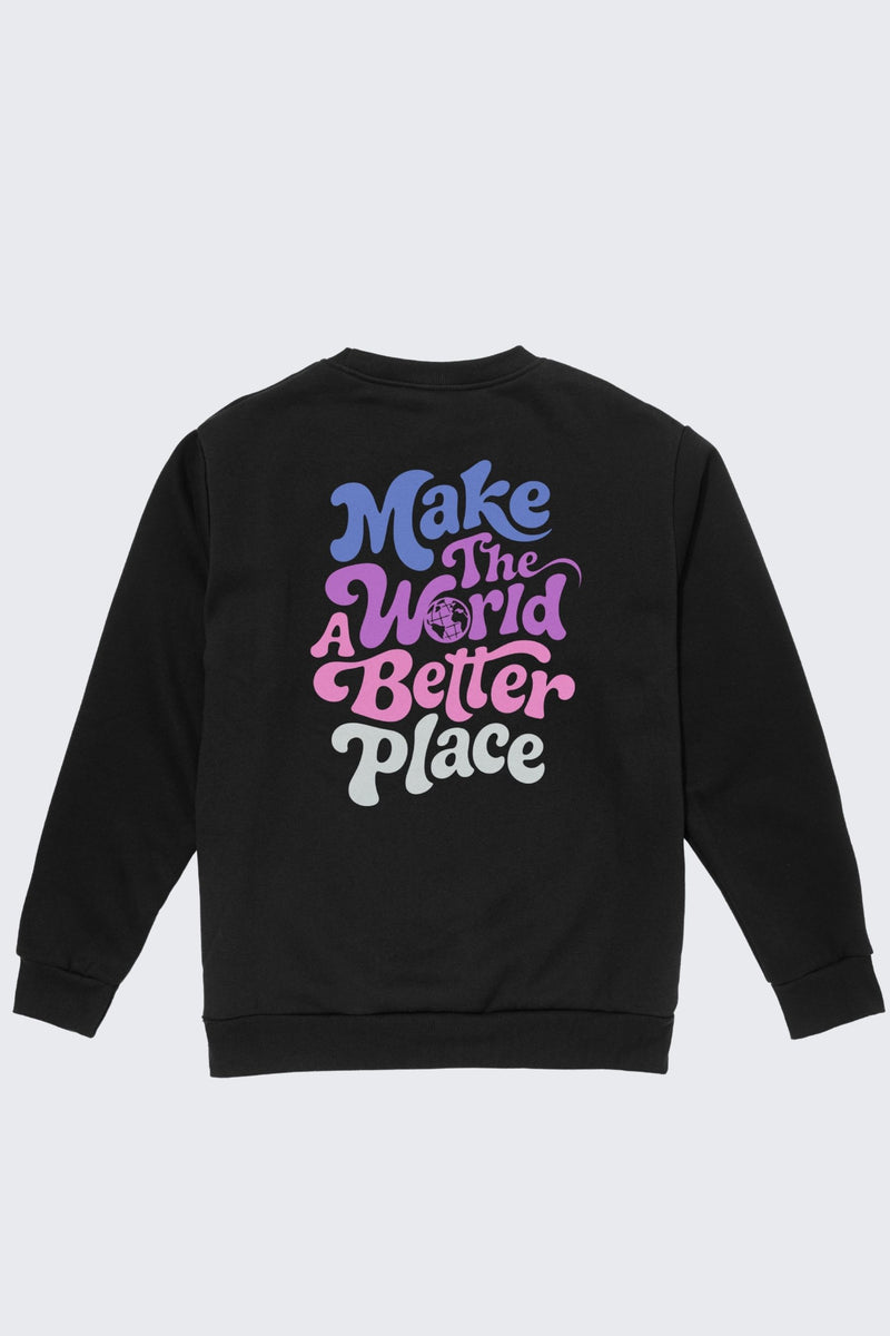 Make the World a Better Place Retro Crew Sweatshirt - Black / SM (6/7)