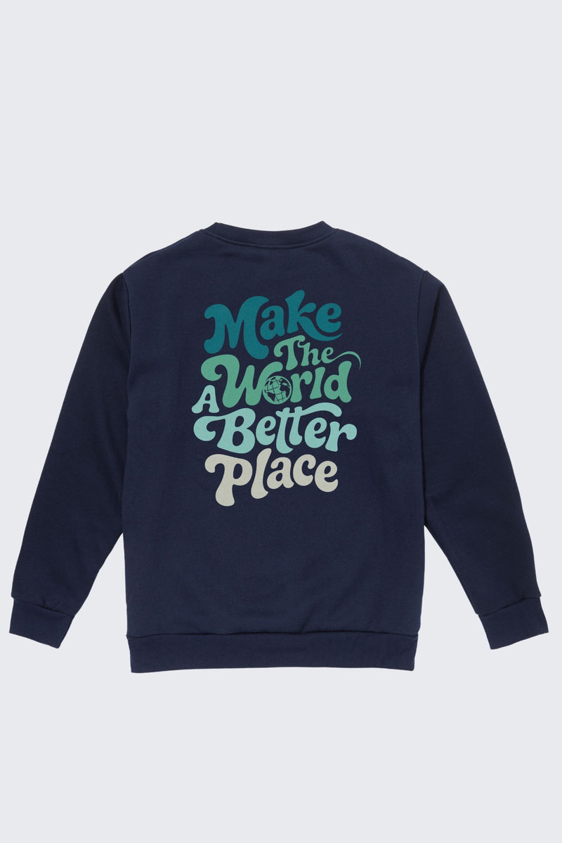 Make the World a Better Place Retro Crew Sweatshirt - Navy / SM (6/7)