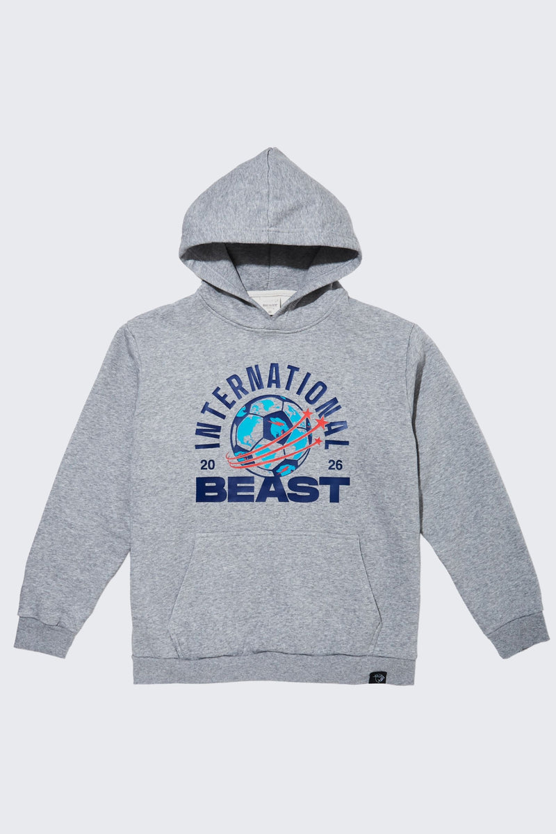 International Beast Soccer Hoodie - SM (6/7) / Heather Gray/Navy