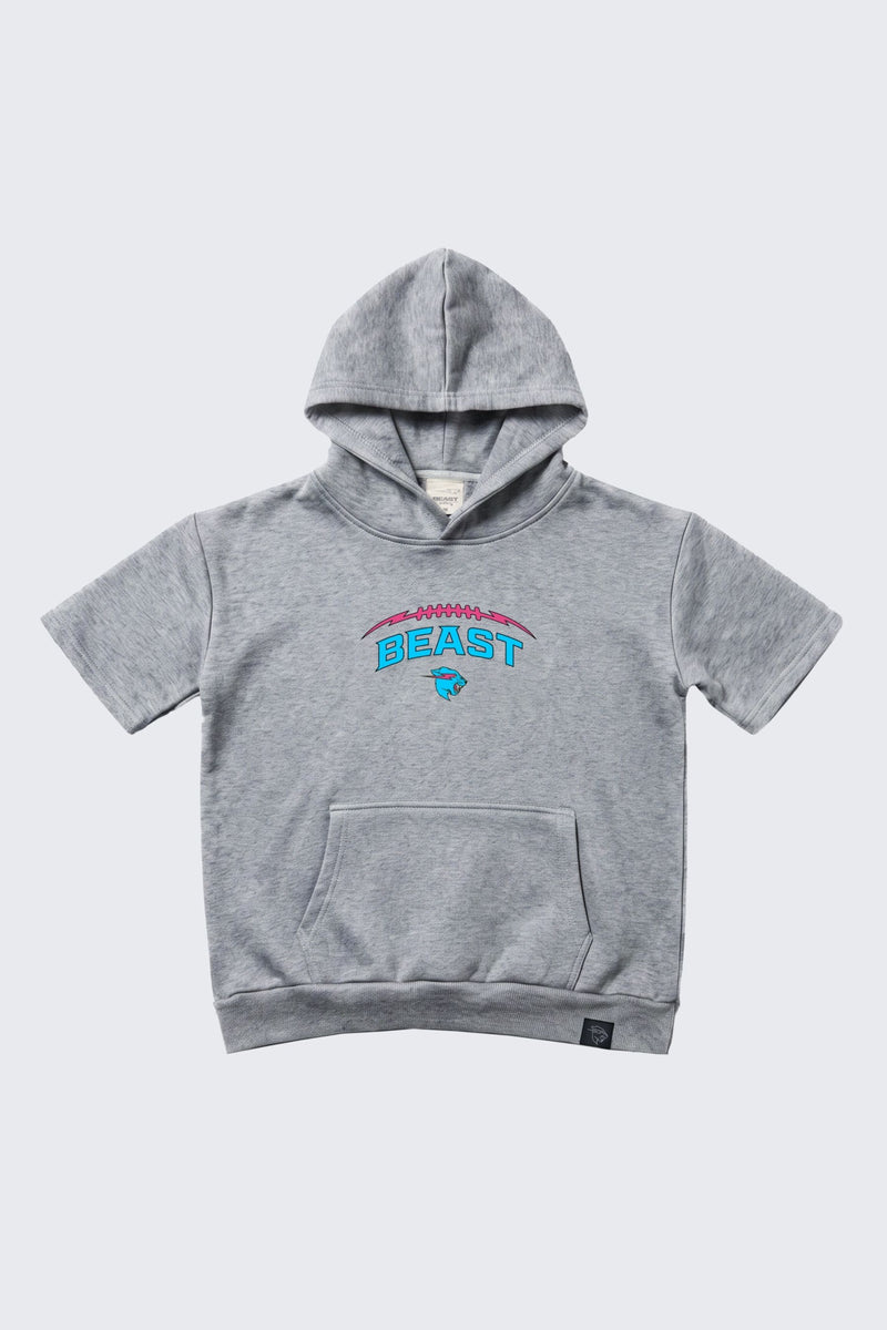Beast Football Short Sleeve Hoodie - Heather gray / SM (6/7)