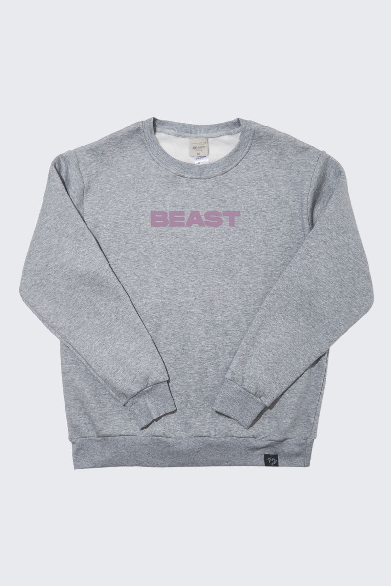 Beast Originals Crewneck Sweatshirt - Heather Gray/Lilac / SM (6/7)