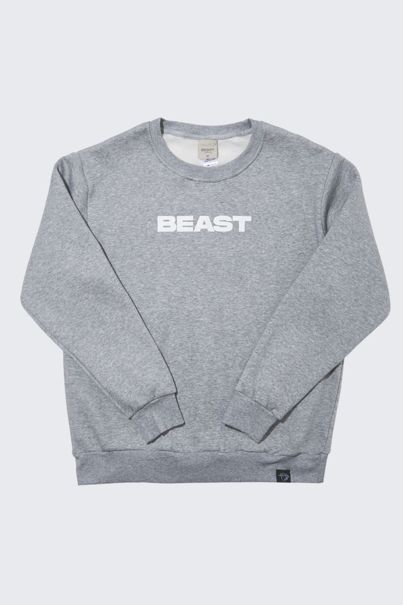 Beast Originals Crewneck Sweatshirt - Heather Gray/White / SM (6/7)