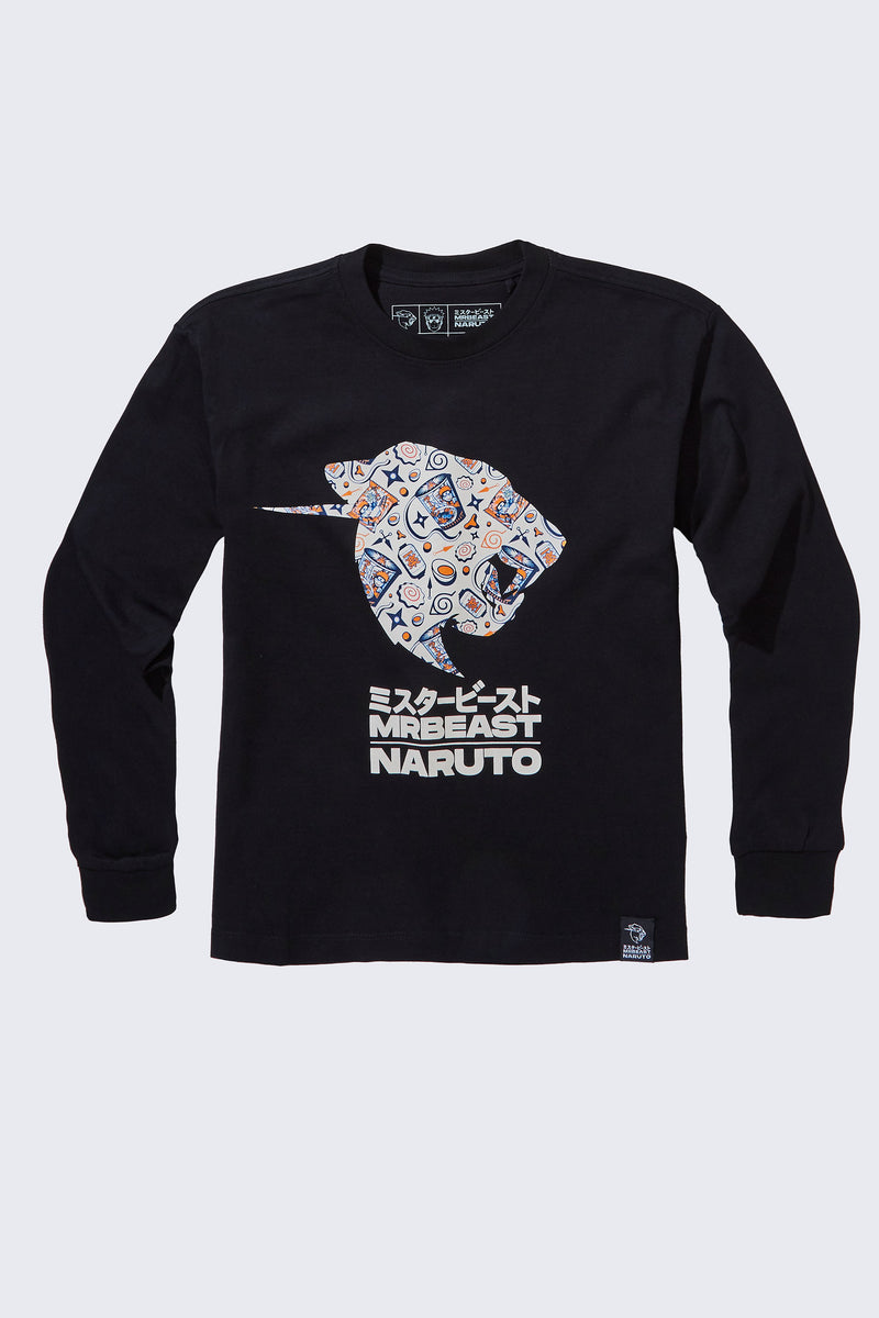 MrBeast x NARUTO Pansaheddo Long Sleeve Tee - SM (6/7) / Black