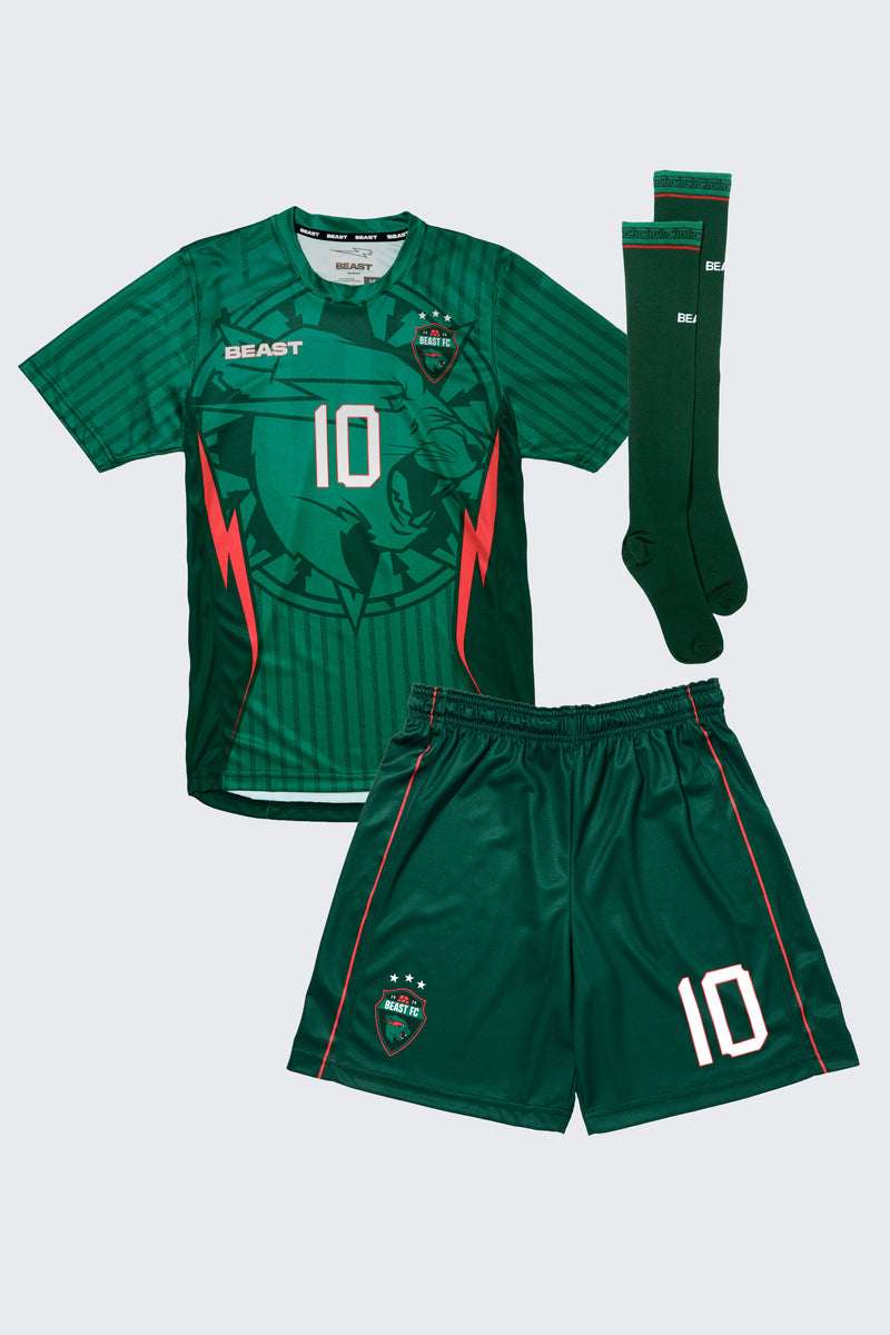 Beast FC Soccer Jersey + Shorts + Socks Kit - Green - SM (6/7) / SM (6/7)