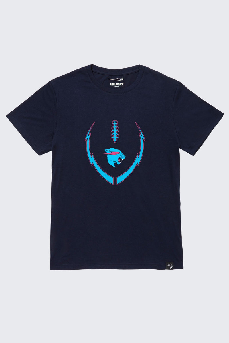 Beast Lightning Football Tee - Navy / SM (6/7)